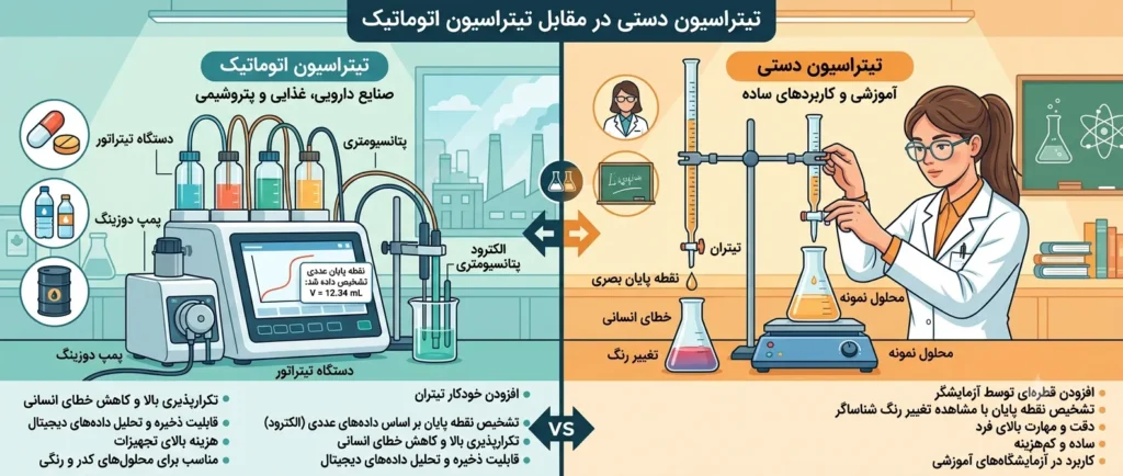 تفاوت تیتراسیون دستی و اتوماتیک (تیتراتور)